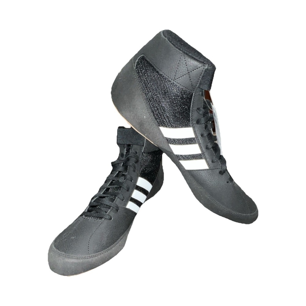20N15/ adidas Wrestling Shoes Black with White Stripes Male Size 16